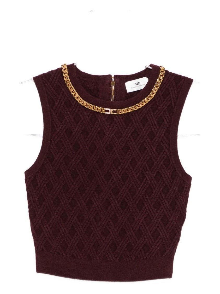 Elisabetta Franchi Textured Geometric Crop Top