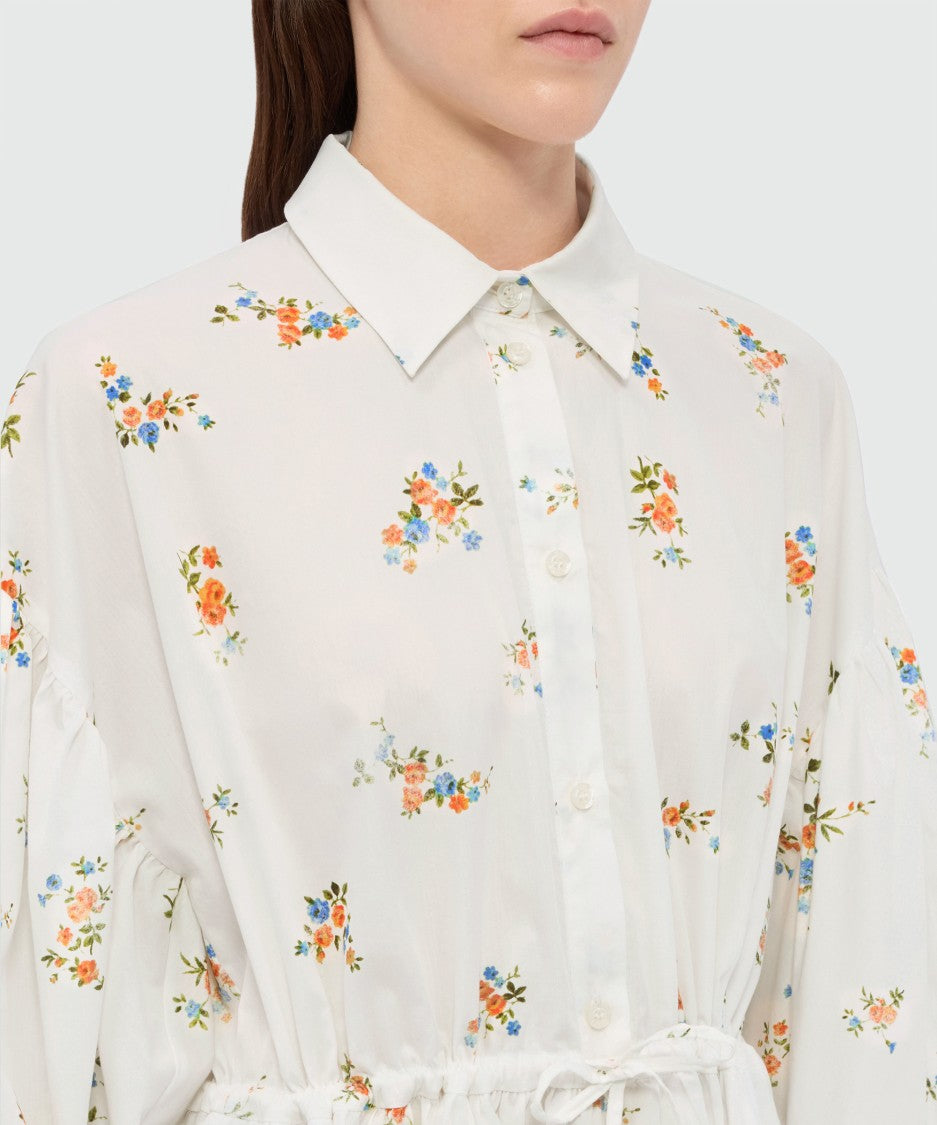 Msgm Floral Print Gathered Mini Dress