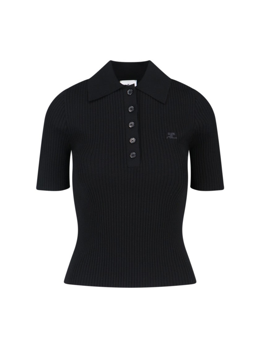 Courrèges Knit Polo Shirt – Black