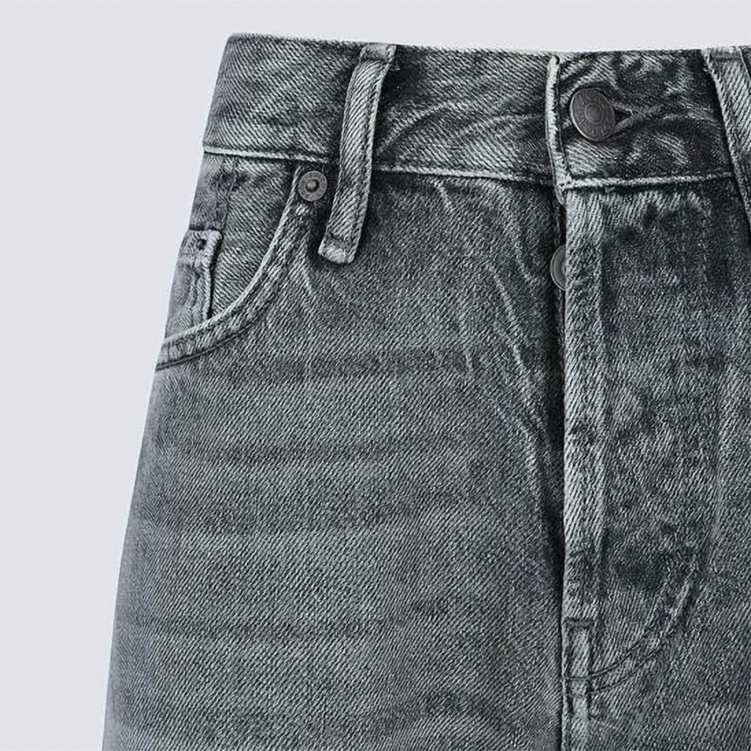 Acne Studios Faded Grey Denim Pants With Textured Weave And Classic Five-Pocket Design