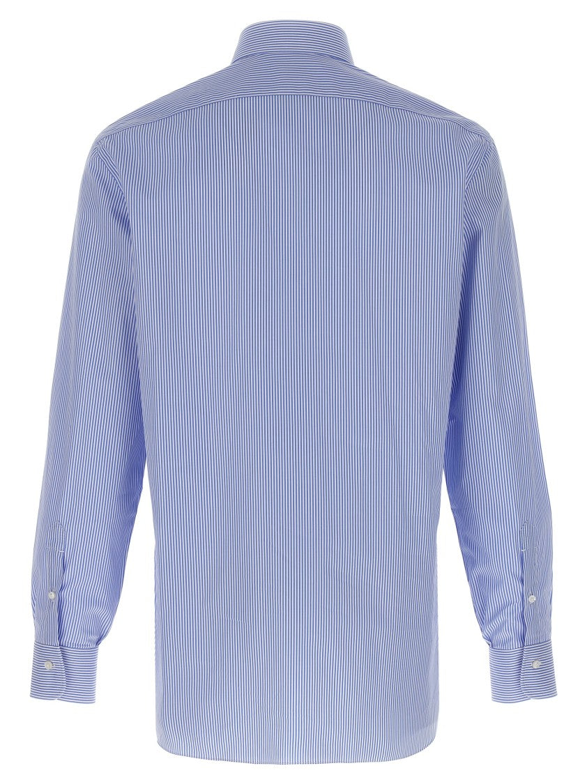 Barba Tailored Blue Striped Cotton Poplin Shirt