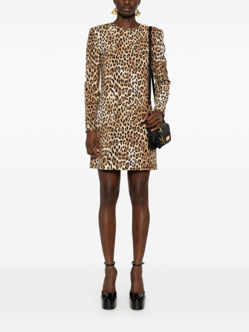 Moschino Leopard Print Cady Mini Dress