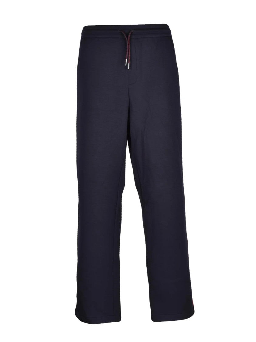 Armani Exchange Relaxed-Fit Blue Sweatpants With Bold Vertical Stripes
