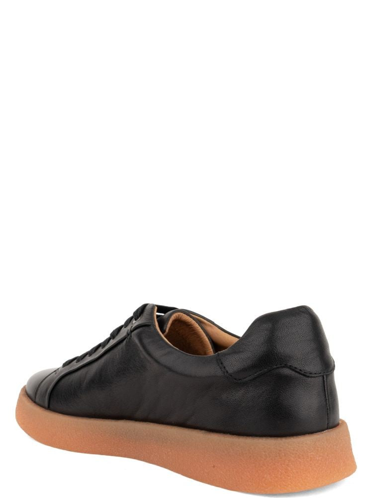 Sergio Moretti Black Leisure Minimalist Leather Sneakers