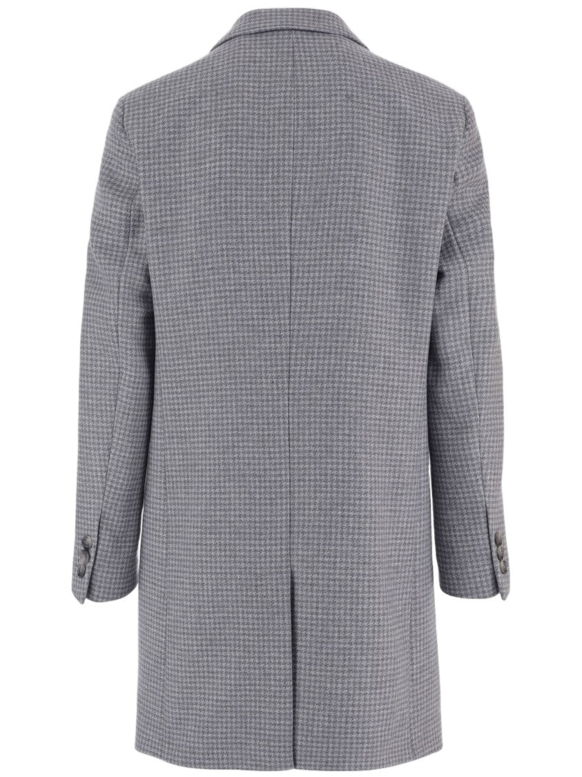 Hugo Boss Wool Coat With Houndstooth Pattern And Tailored Design