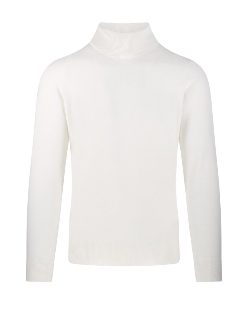 Altea Tailored White Cashmere Turtleneck Sweater