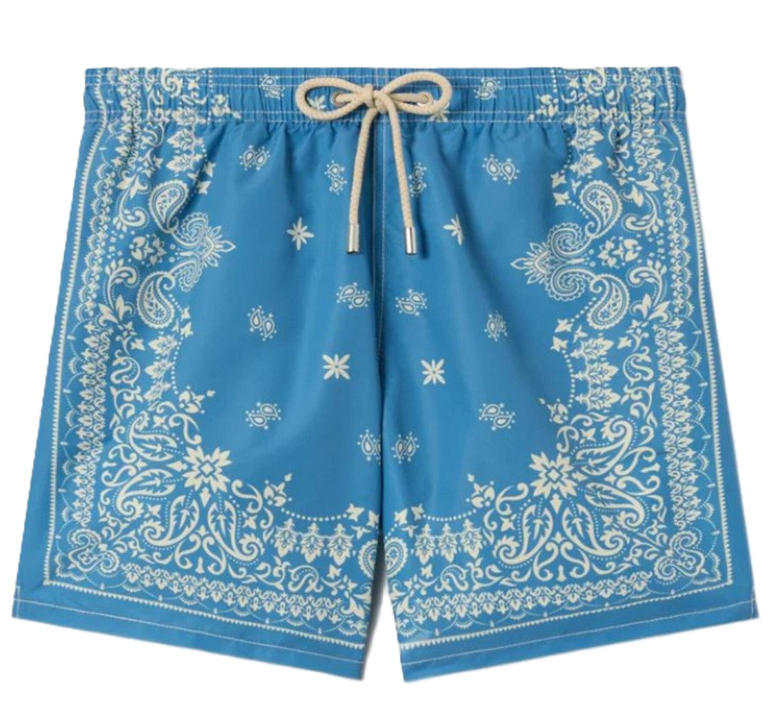 Mc2 Saint Barth Intricate Paisley Bandana Patterned Shorts With Elastic Waistband