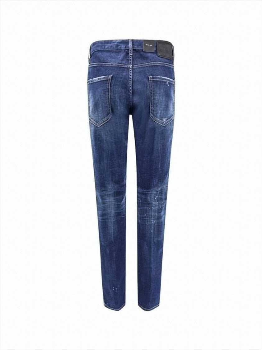 Dsquared2 Medium Blue Wash Straight-Leg Denim Pants