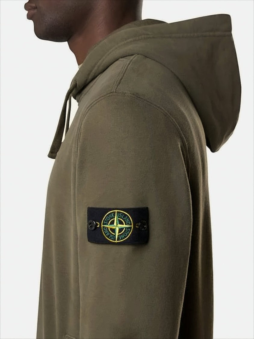 Stone Island Muted Olive Green Relaxed Fit Hoodie
