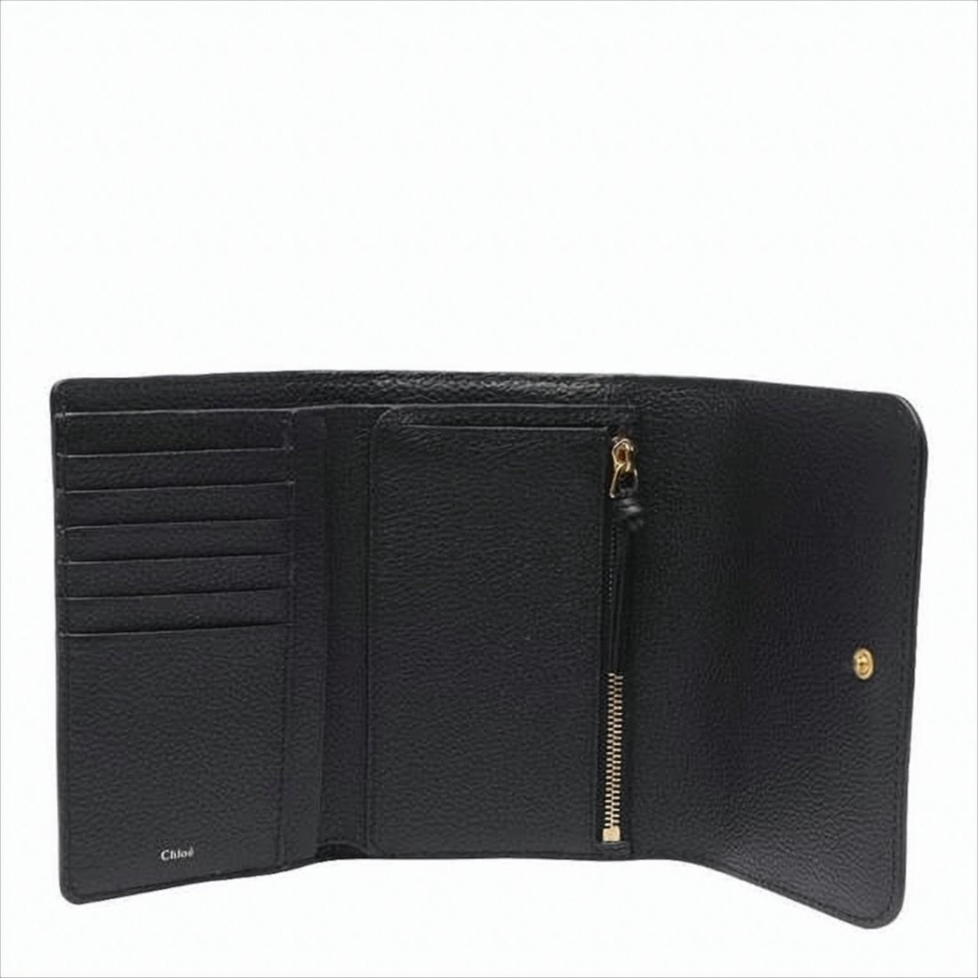 Chloé Textured Calf Leather Fold-Over Wallet