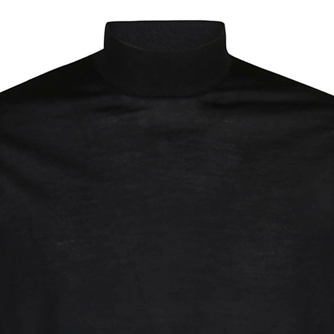Malo Black Fine-Knit Sweater With High Neckline And Ribbed Details