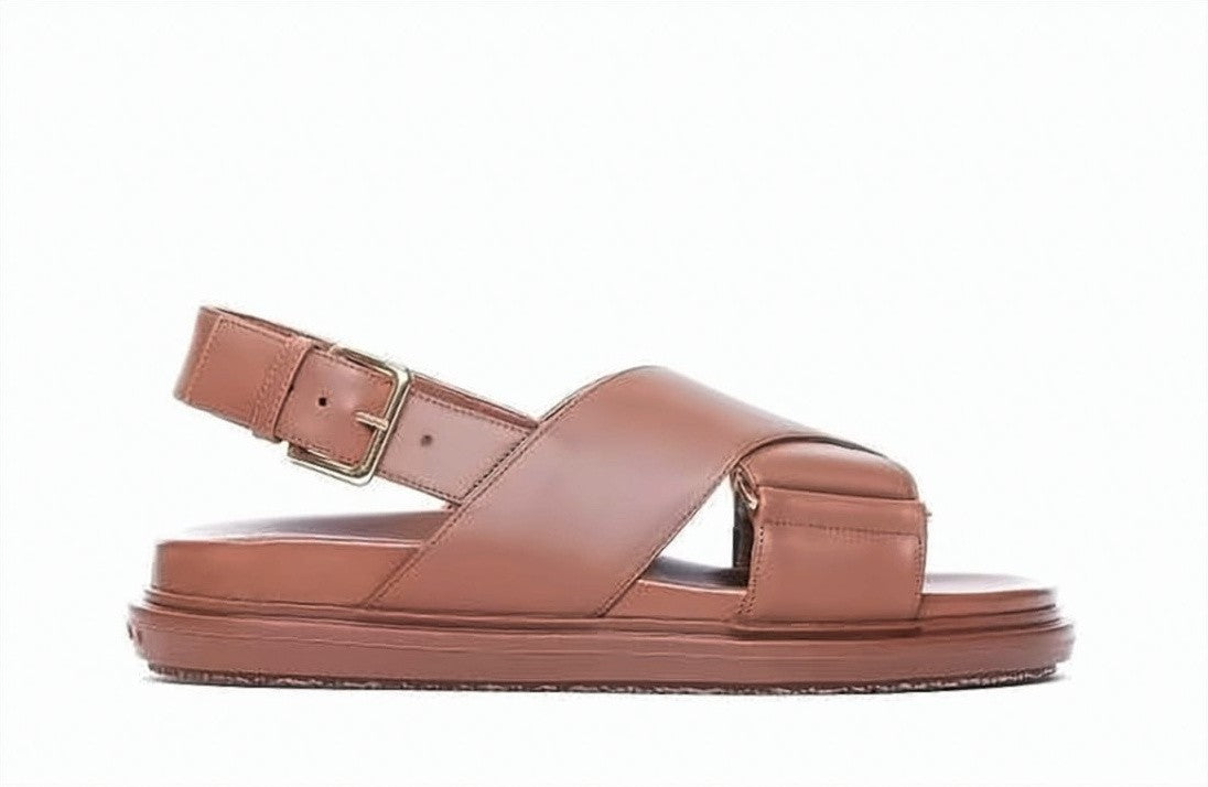 Marni Padded Leather Sandals With Elevated Rubber Sole