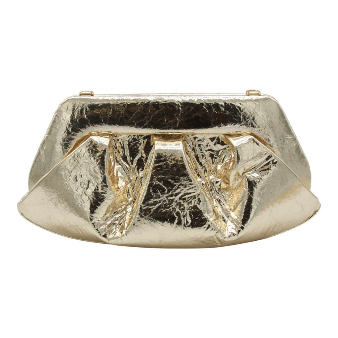 Themoirè Crinkled Gold Handbag With Structured Frame