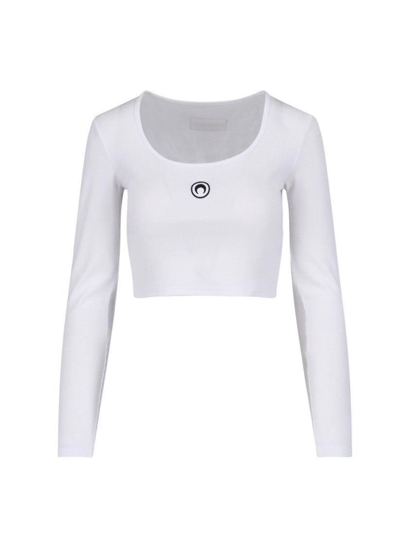Marine Serre Moon Crop Top – White