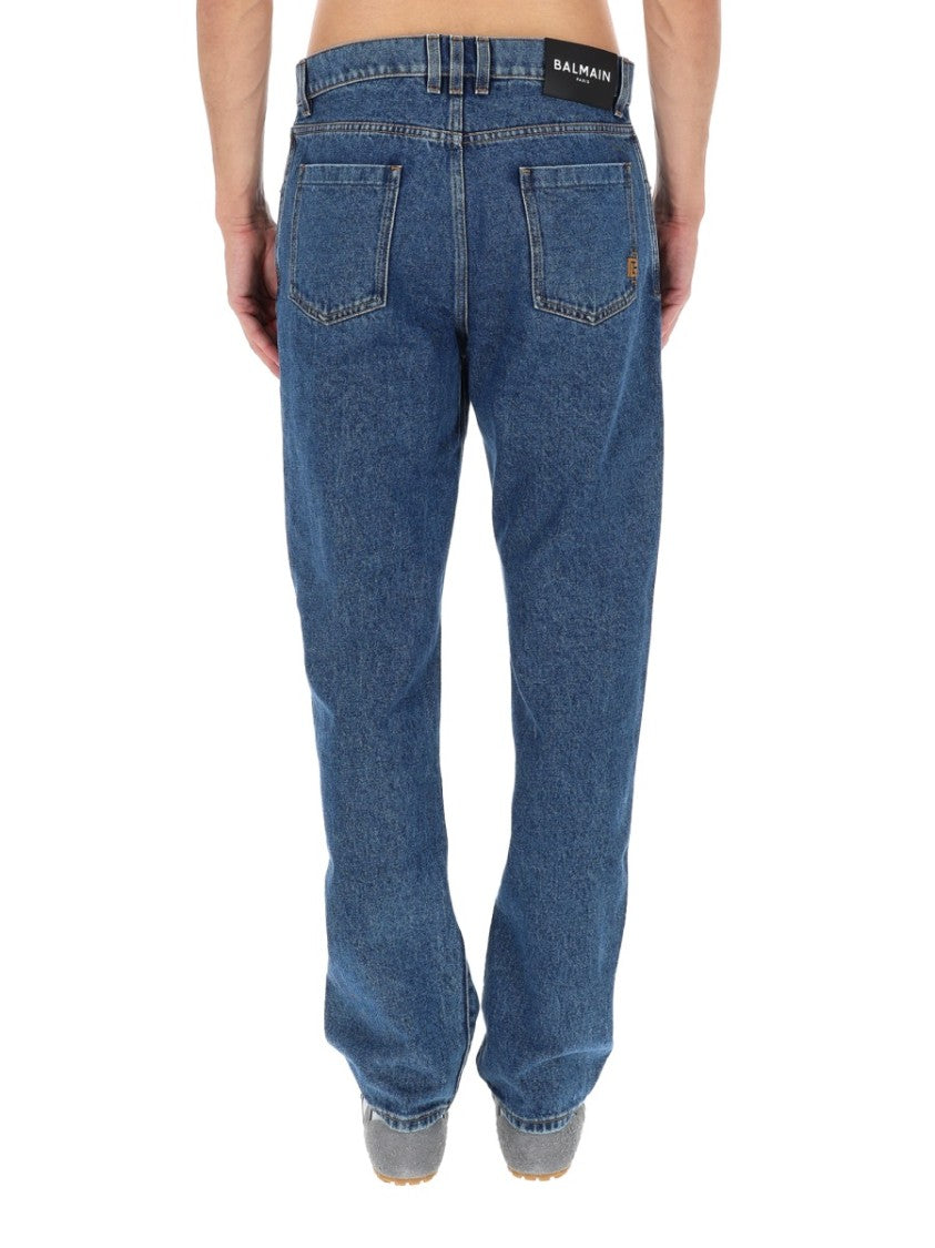 Balmain Medium Blue Straight Denim Jeans