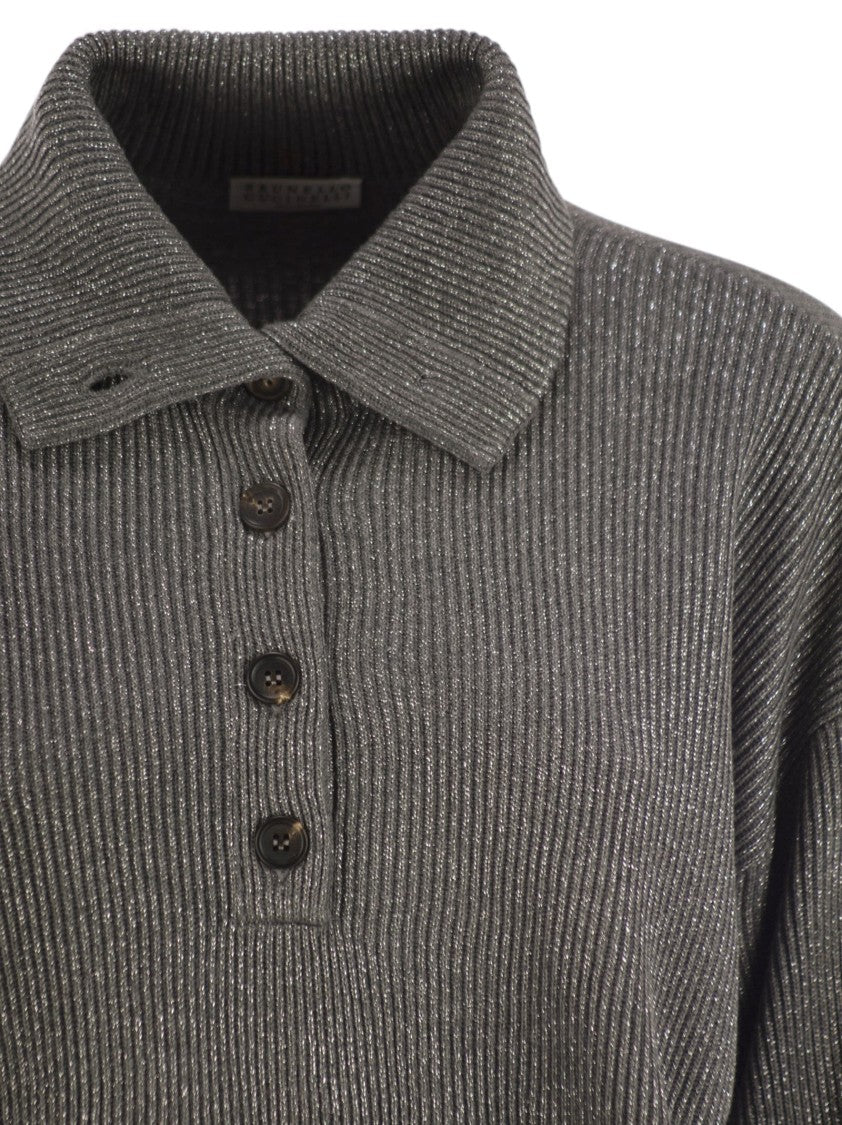 Brunello Cucinelli Cotton And Viscose Rib Knit High Collar