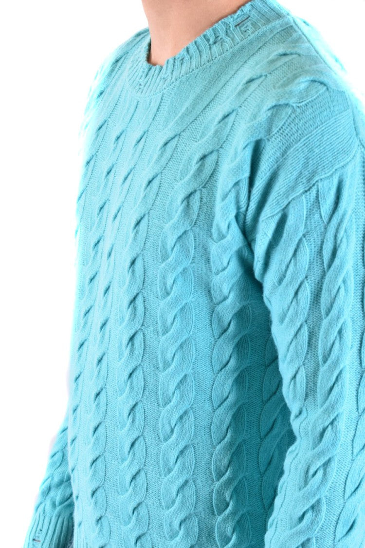 Laneus Cable Knit Sweater In Sky Blue