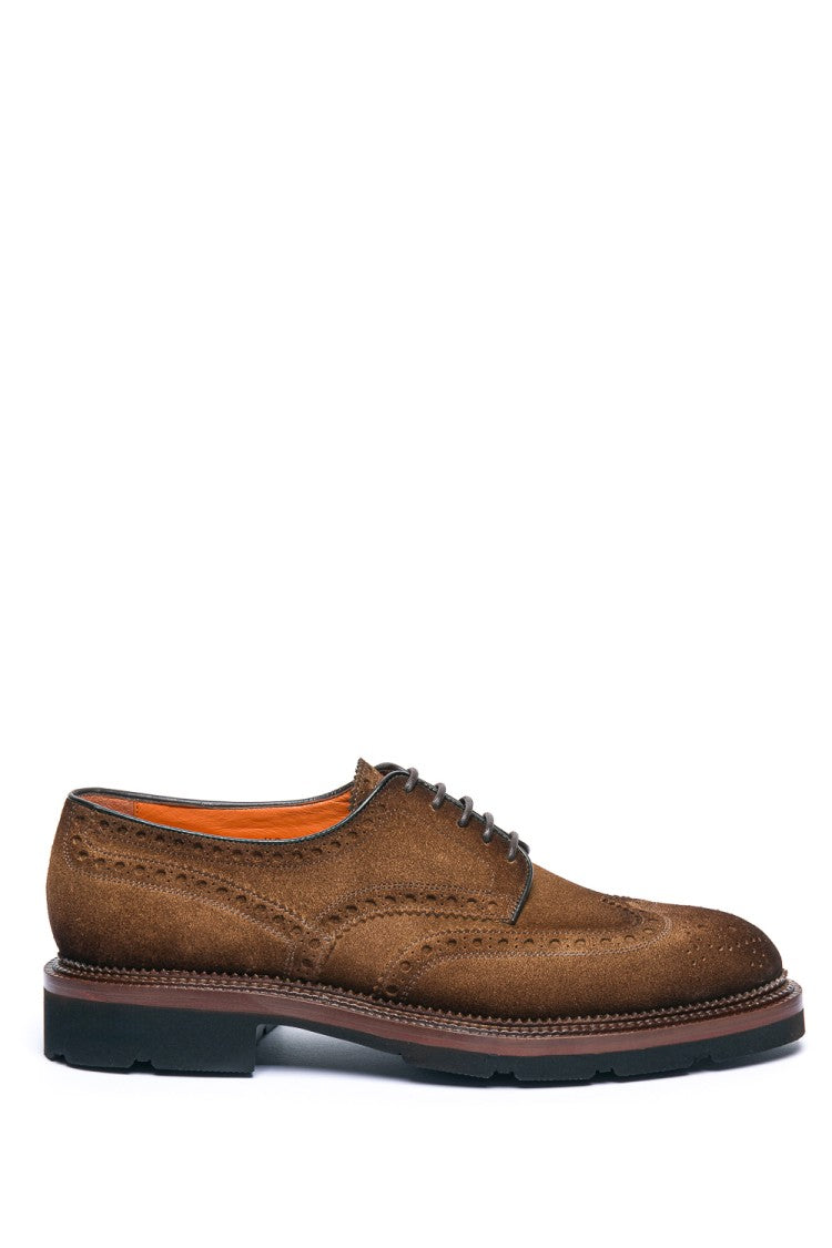 Santoni Derby Lace-Up Suede Shoes
