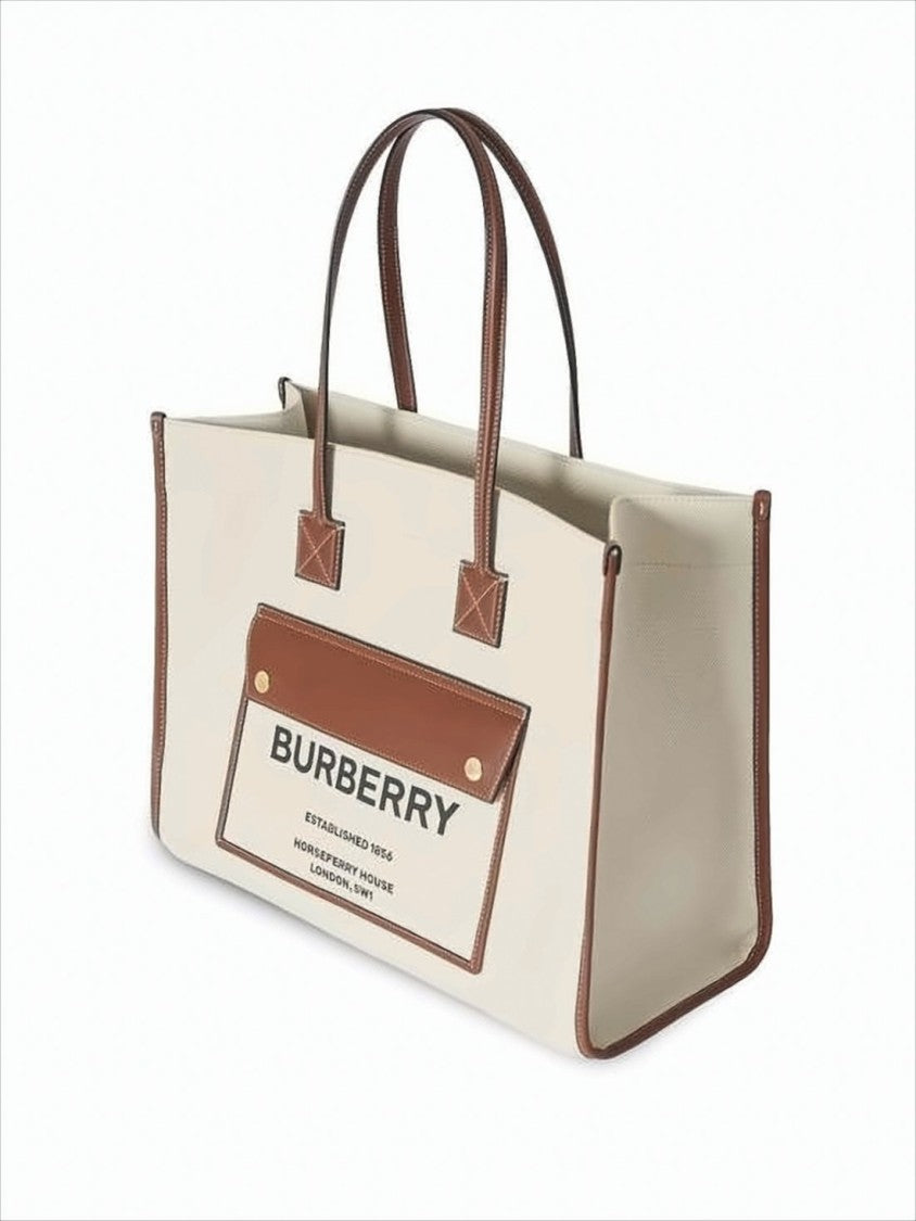 Burberry Structured Rectangular Canvas Shoulder Bag