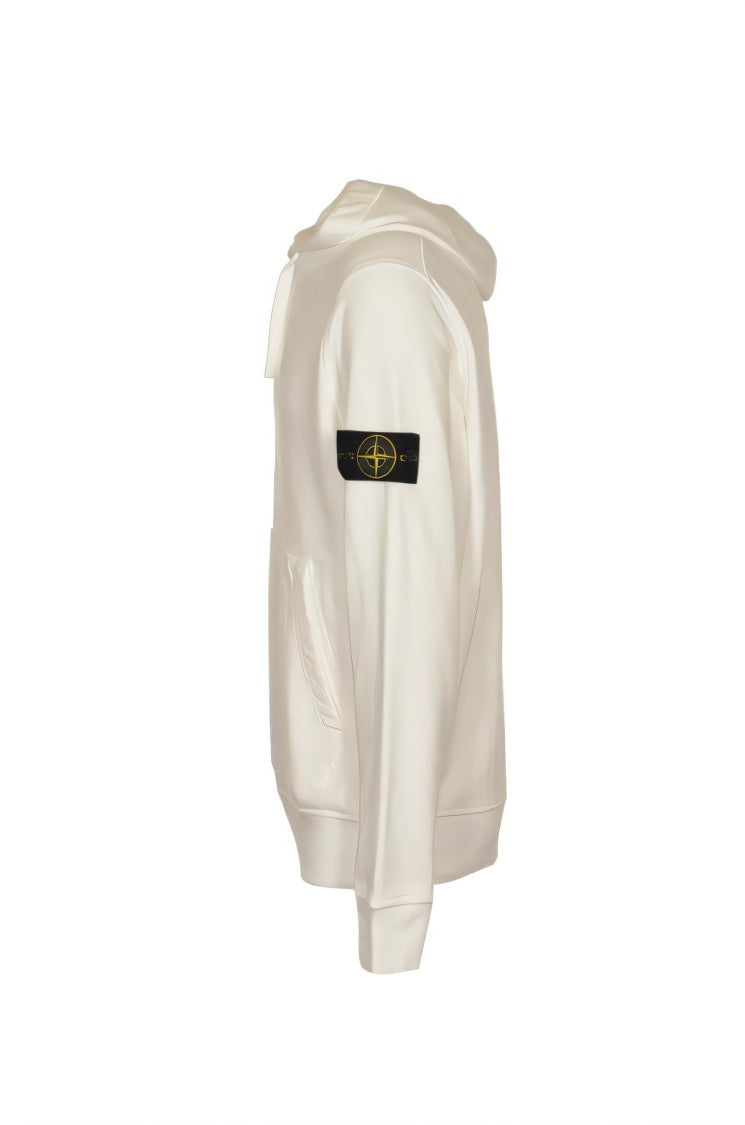 Stone Island White Cotton Hoodie
