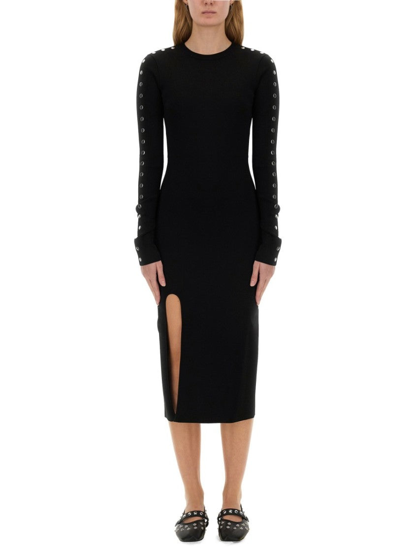 stella mccartney midi dress Stella Mc Cartney Black Long Sleeve Leg Slit Midi Dress for Women
