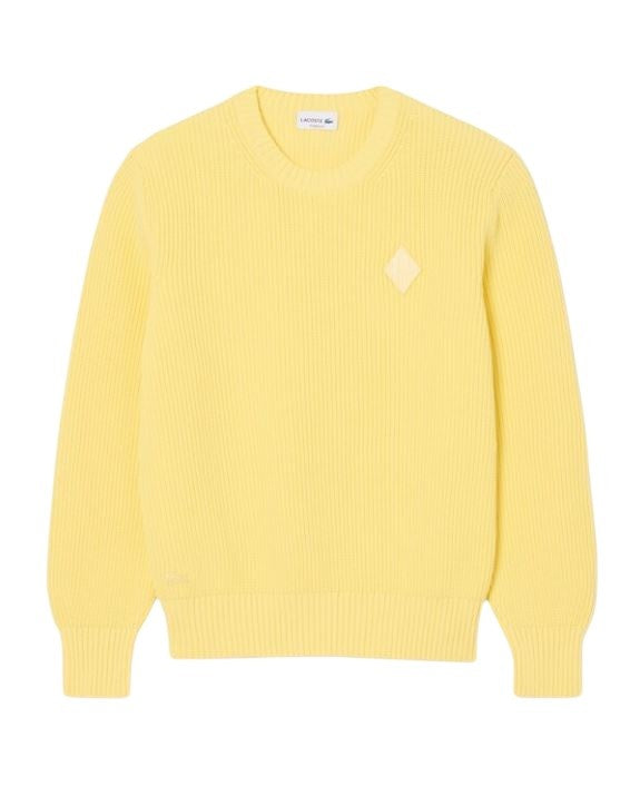 Lacoste Pearl Rib Knit Sweater With Retro Logo Crest
