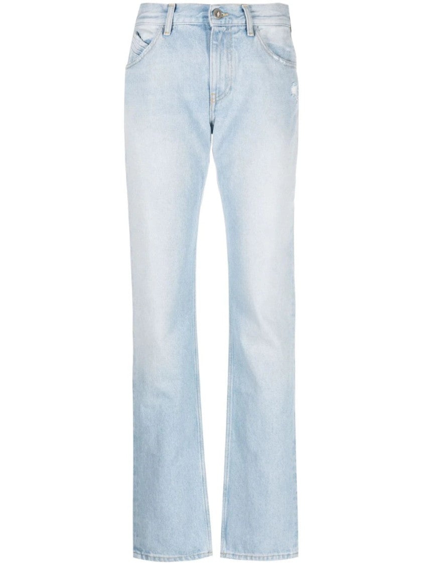 The Attico Sky Blue High-Waisted Straight-Leg Denim Jeans