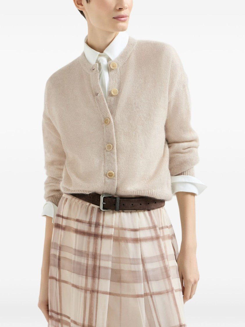 Brunello Cucinelli Cropped Button-Down Ribbed Sweater