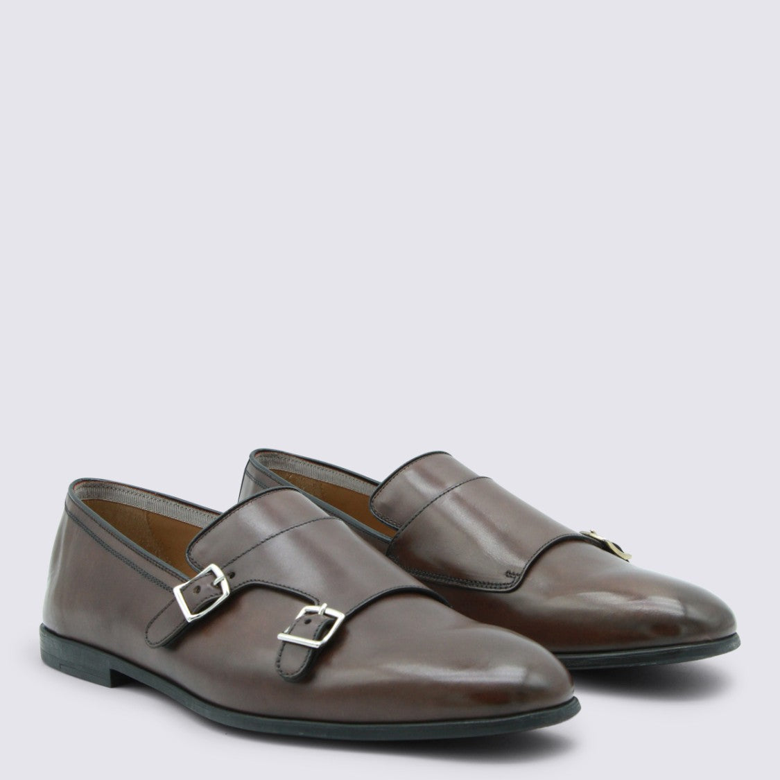 Mille885 Polished Leather Loafers With Silver Buckle Accents