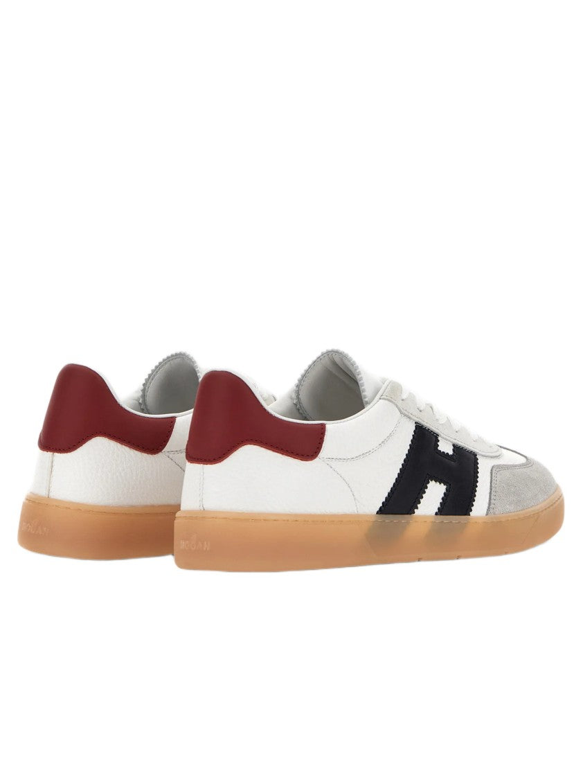 Hogan Low-Top White Leather Sneakers With Suede Overlays