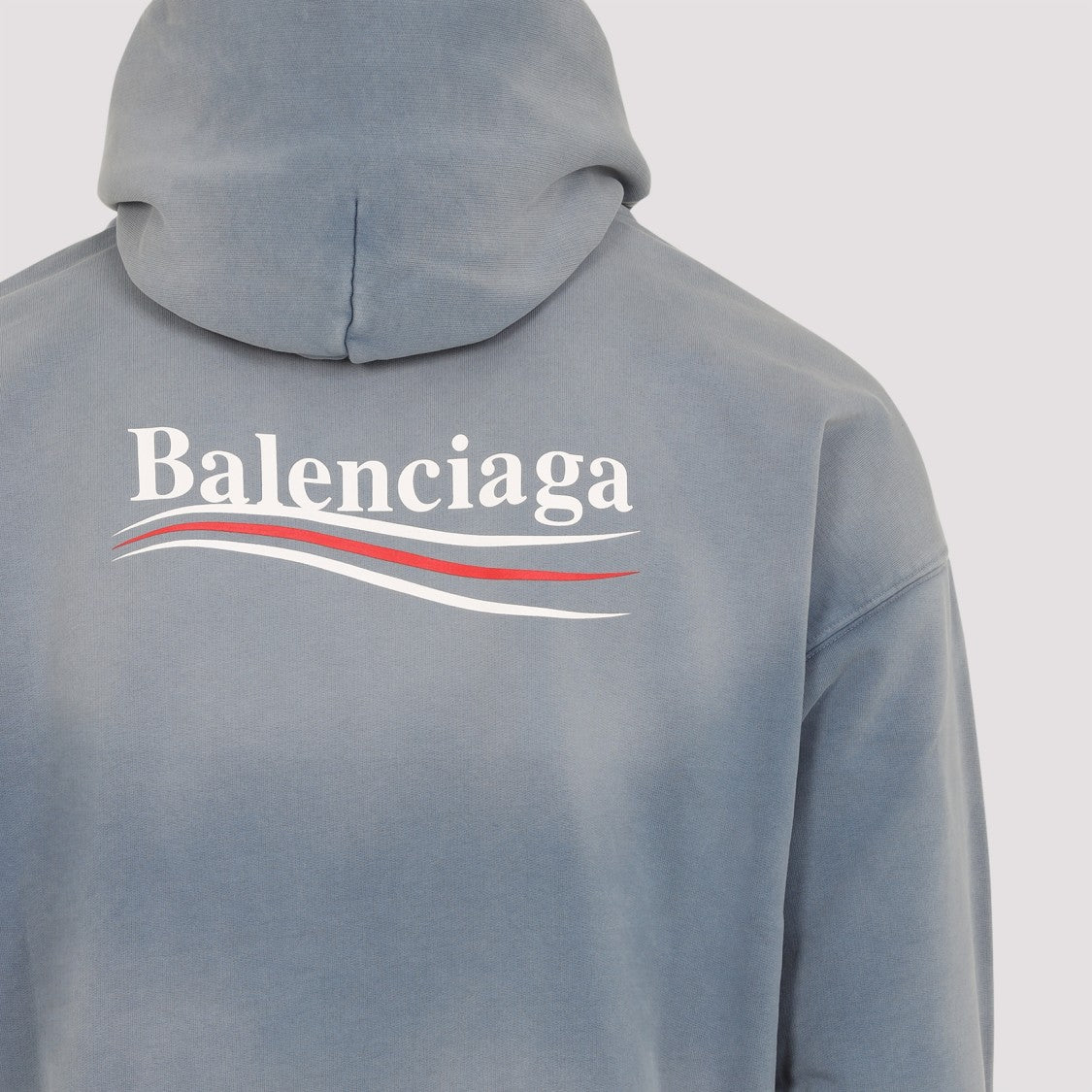 Balenciaga Faded Blue Cotton Medium Fit Hoodie