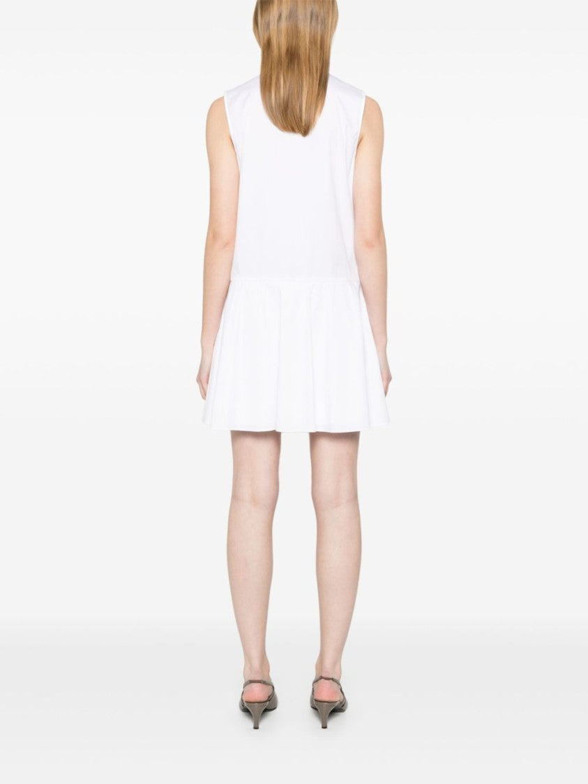 Theory Flared White Linen Blend Mini Dress