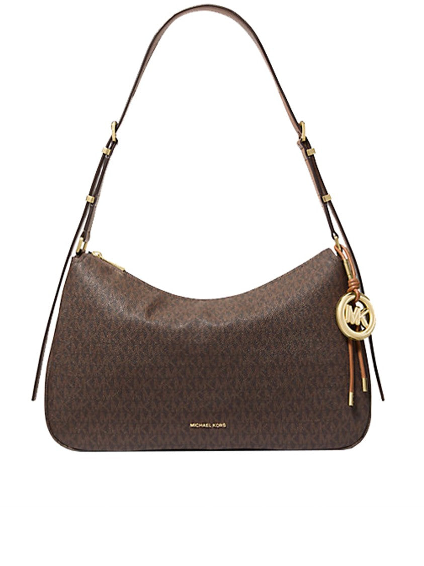 Michael Kors Dark Brown Monogram Curved Shoulder Bag