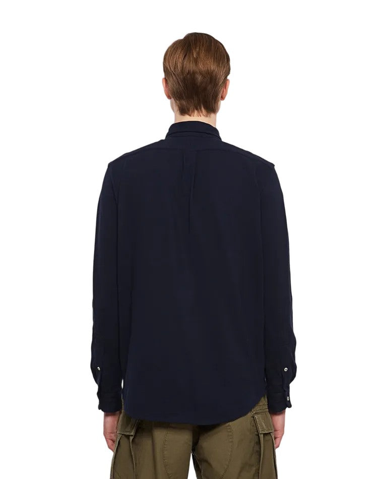 Polo Ralph Lauren Navy Blue Long-Sleeve Knit Shirt With Button Details