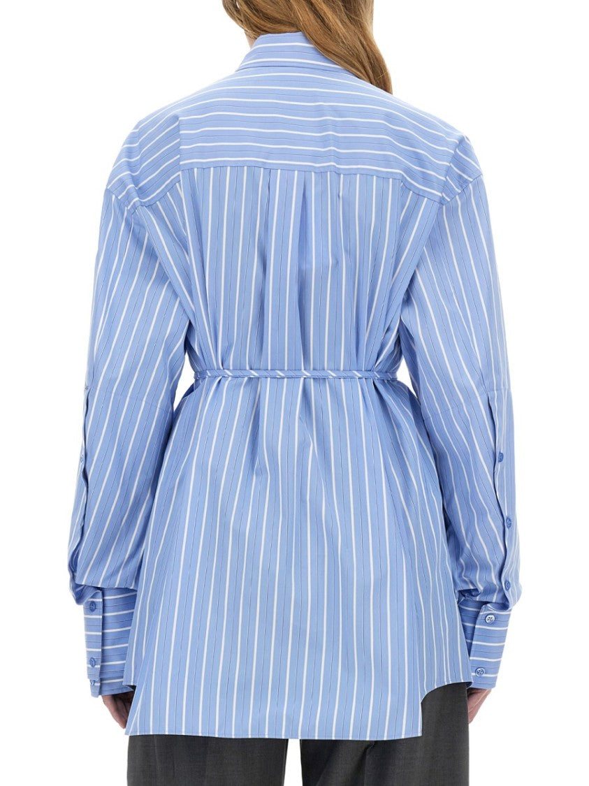 Sportmax Oversized Striped Cotton Shirt With Adjustable Waist