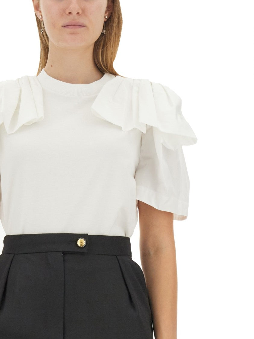 Alexander Mcqueen Ruffle Cotton T-Shirt