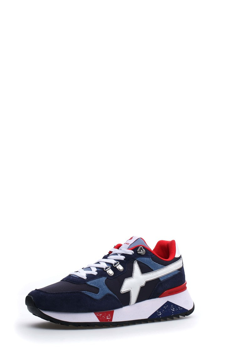 W6yz Blue Leather And Fabric Shoes