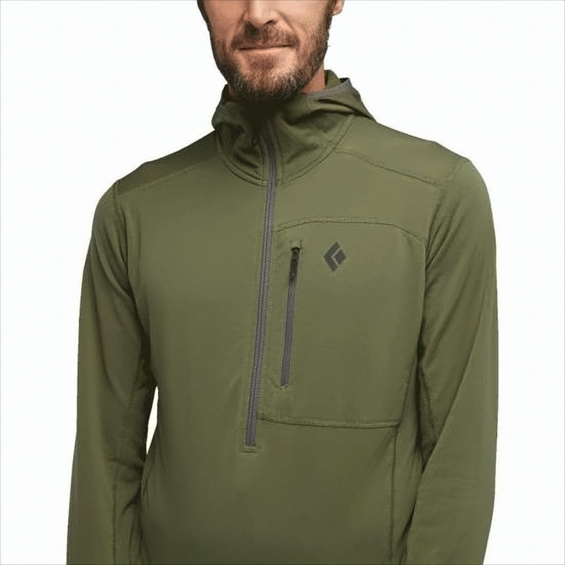 Black Diamond Fitted Olive Green Half-Zip Jacket With Thumbholes