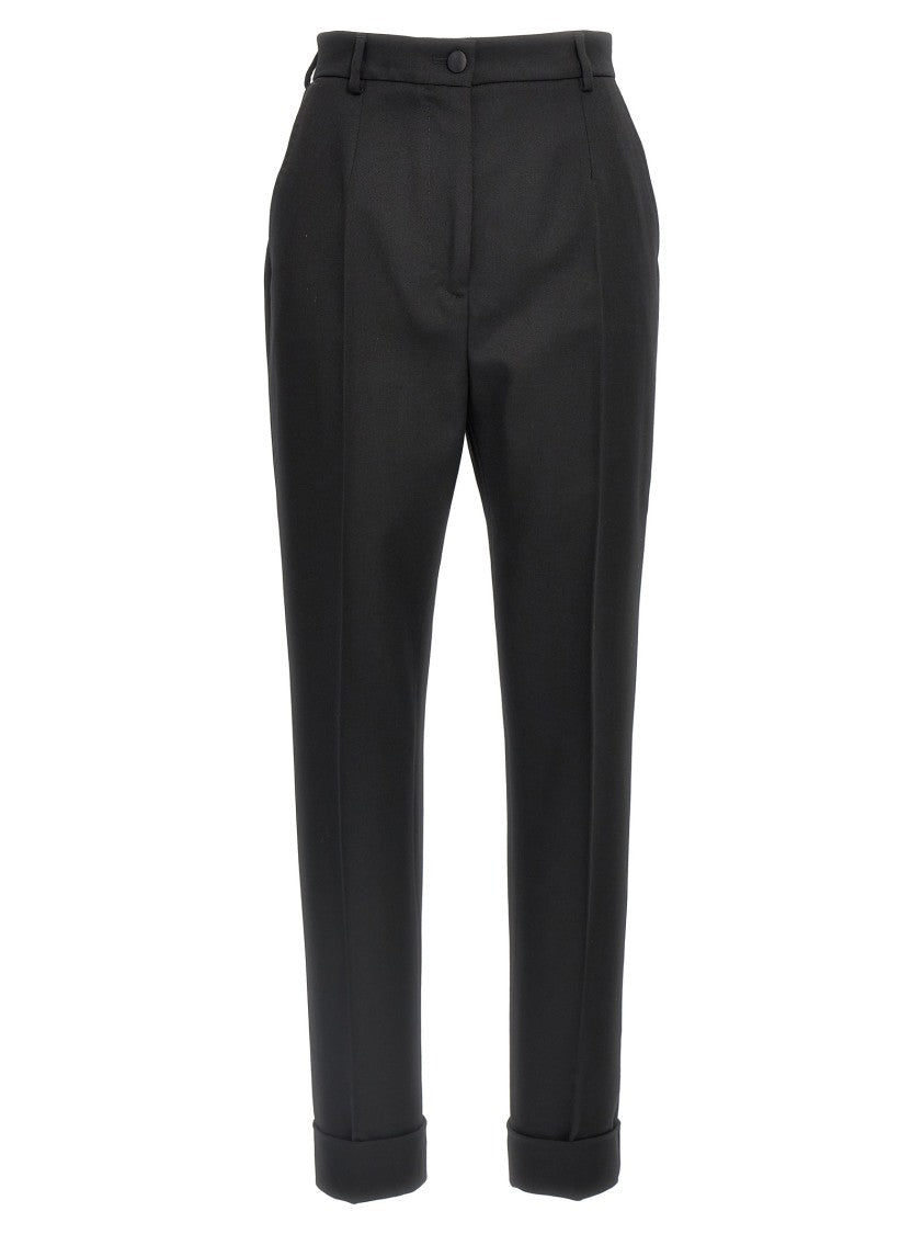 Dolce & Gabbana Tailored Wool Trousers With Ironed Pleat And Turned-Up Hem