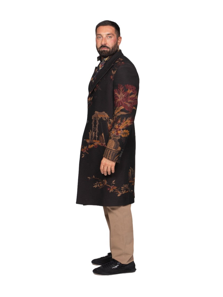 Etro Tailored Long Coat With Nature-Inspired Patterns