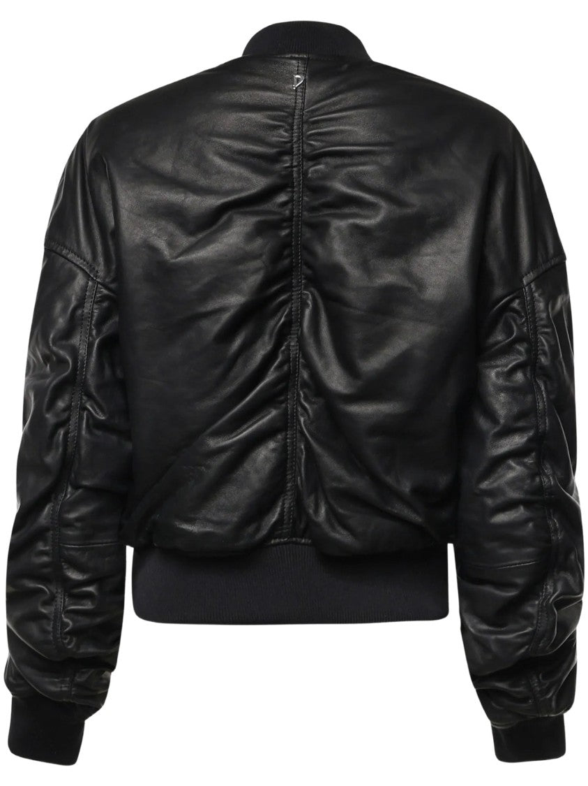 Dondup Cropped Oversized Nappa Leather Bomber Jacket