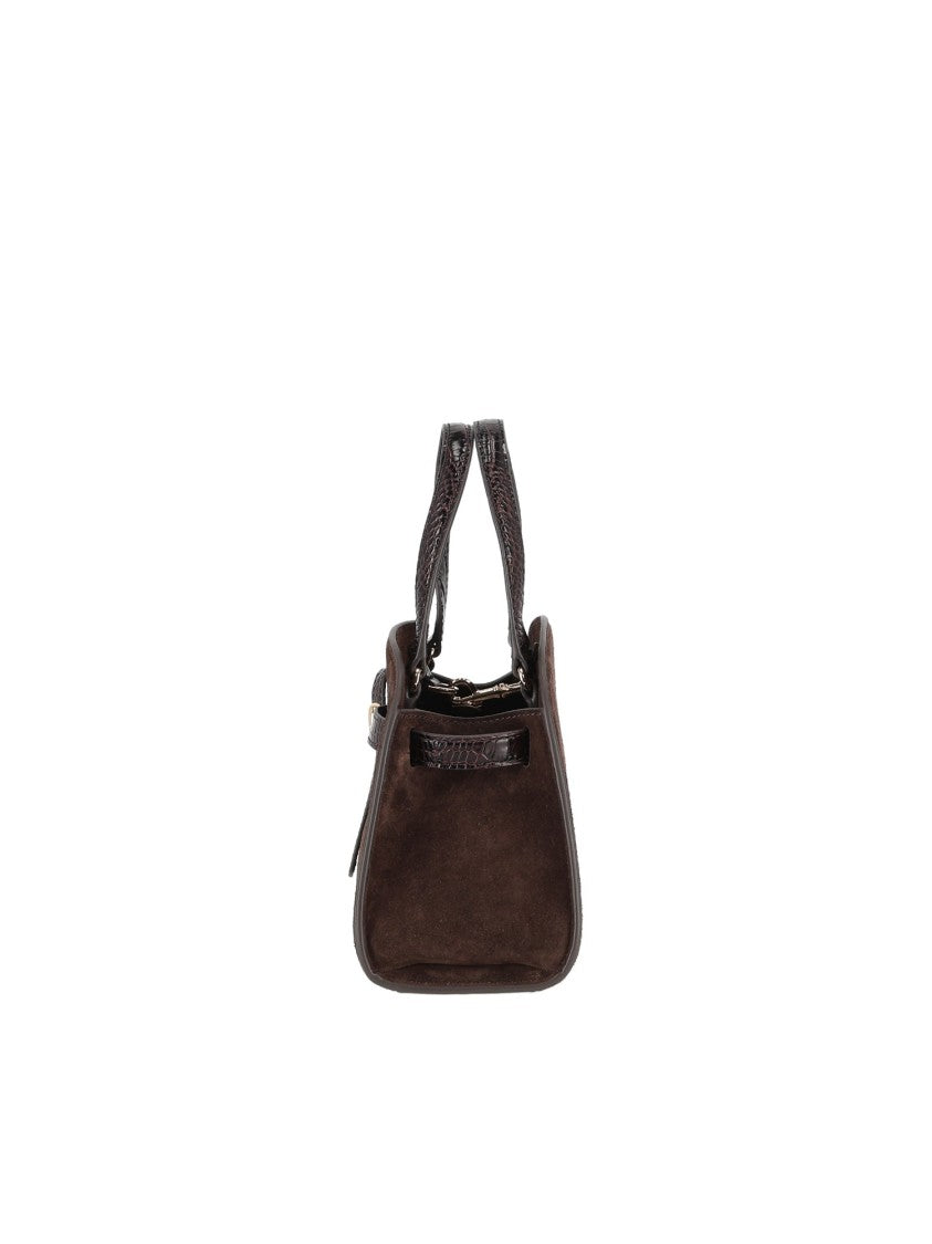 Tory Burch Romy Brown Suede Small Bauletto Bag