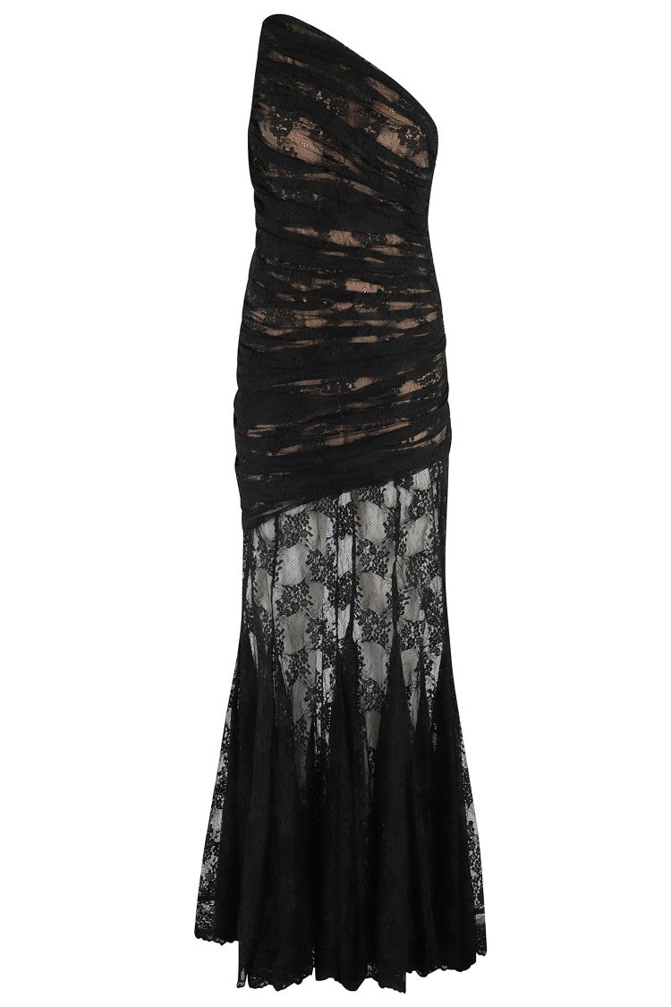 Giuseppe Di Morabito Asymmetrical Black Lace Evening Dress