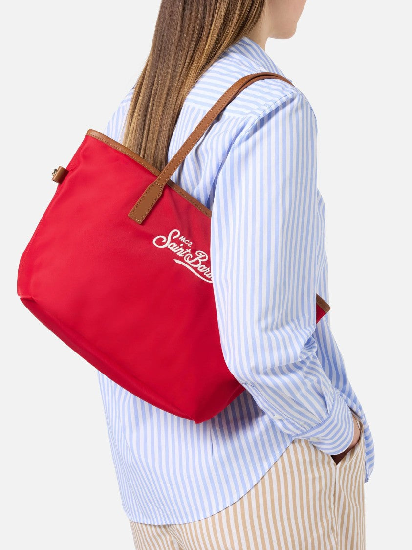 Mc2 Saint Barth Compact Nylon Shoulder Bag With Adjustable Handles