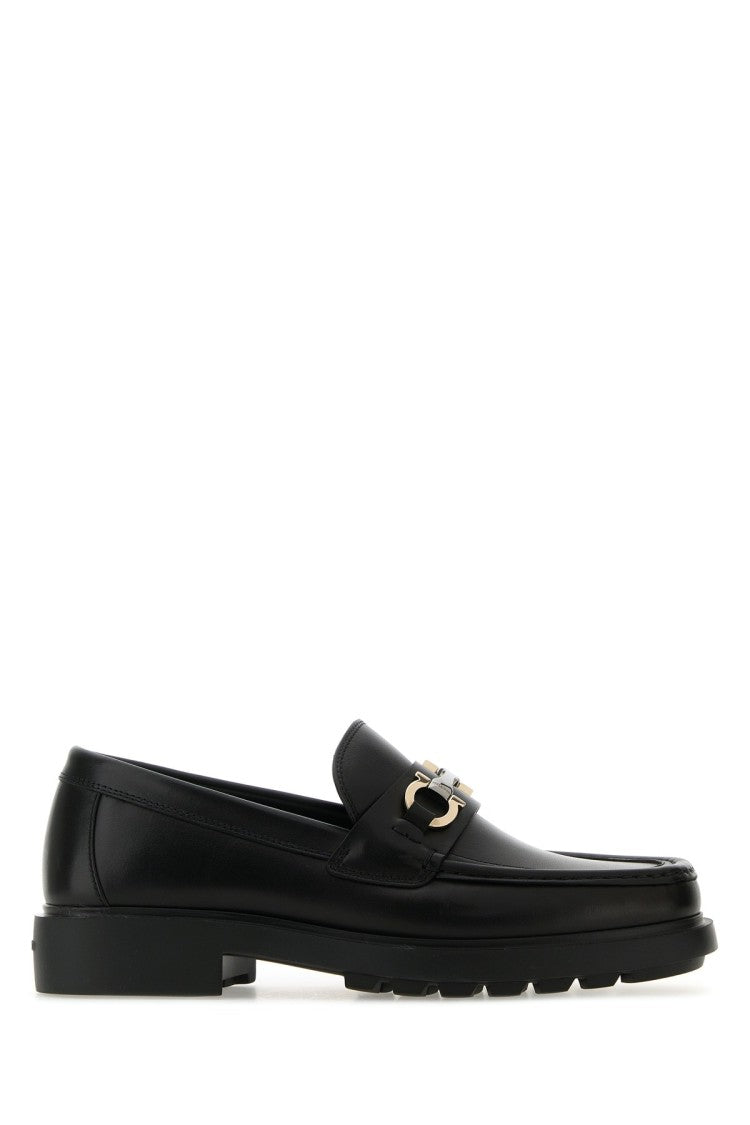Salvatore Ferragamo Black Leather Loafers With Chunky Sole