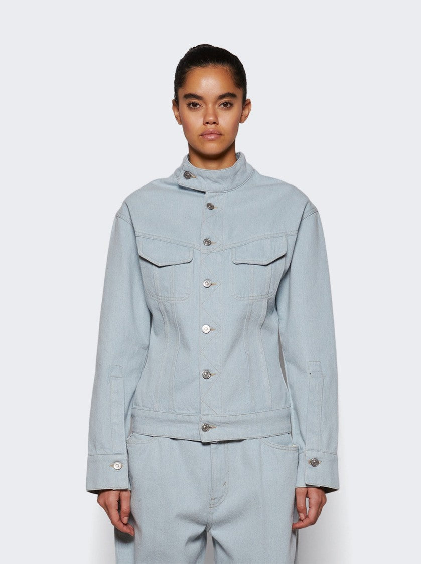 Victoria Beckham Sculptural Denim Jacket Light Blue