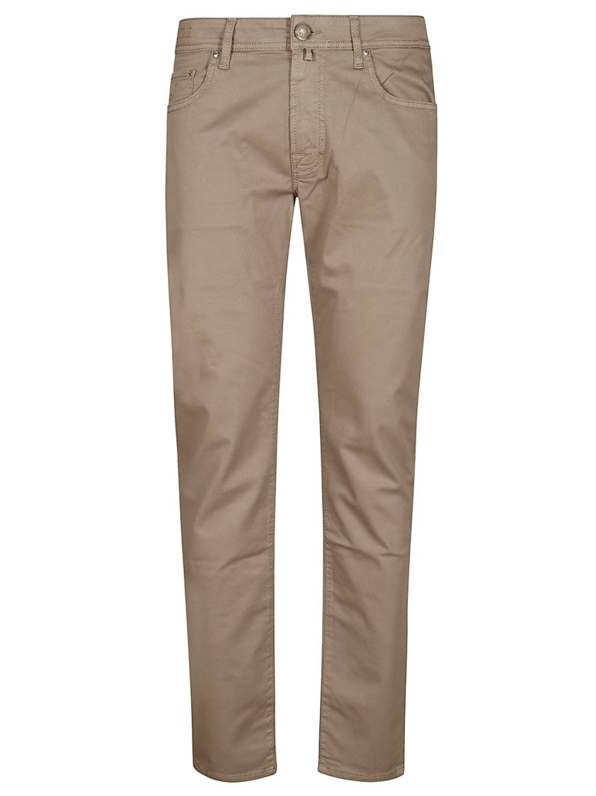 Jacob Cohen Tapered Taupe Trousers With Five-Pocket Design