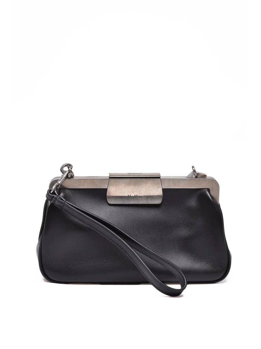 Max Mara Black Clasps Mini Leather Shoulder Bag