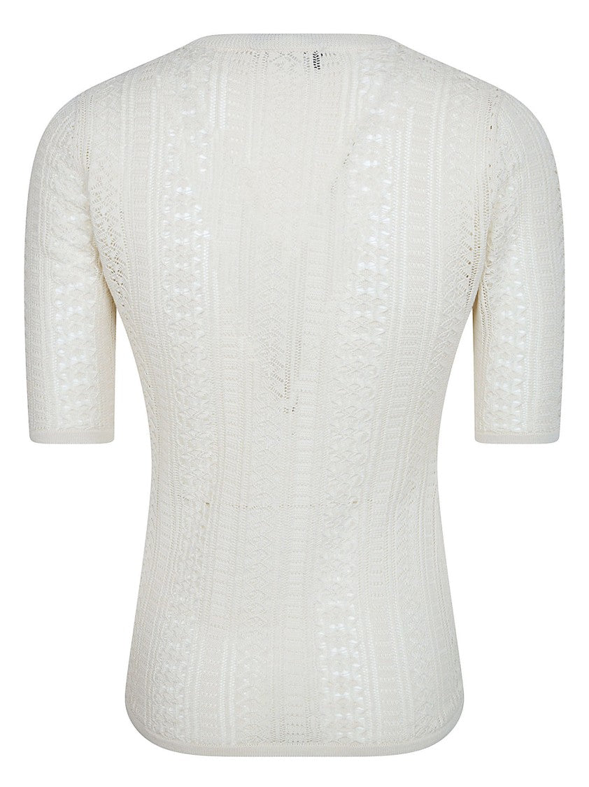 Fabiana Filippi Openwork Knit Top With Round Neckline And Short Sleeves