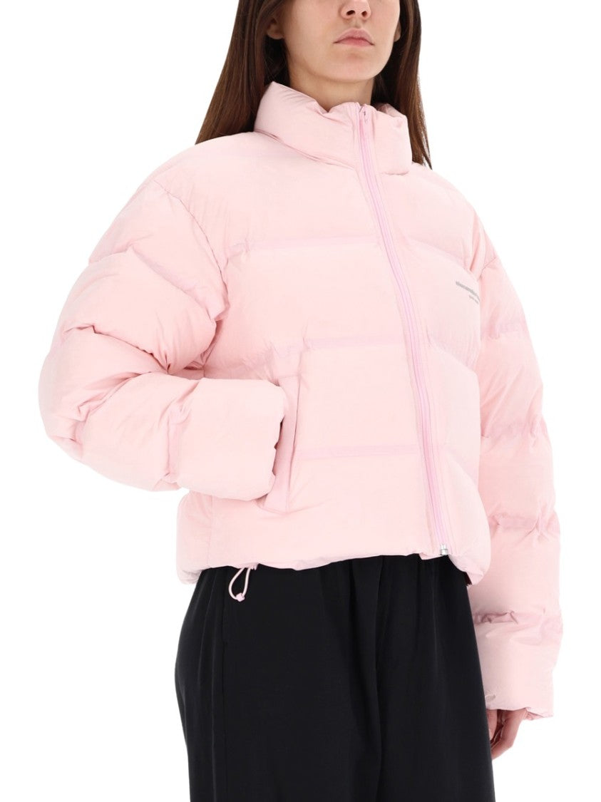 Alexander Wang Cropped Puffer Jacket With High Collar And Zipper Closure